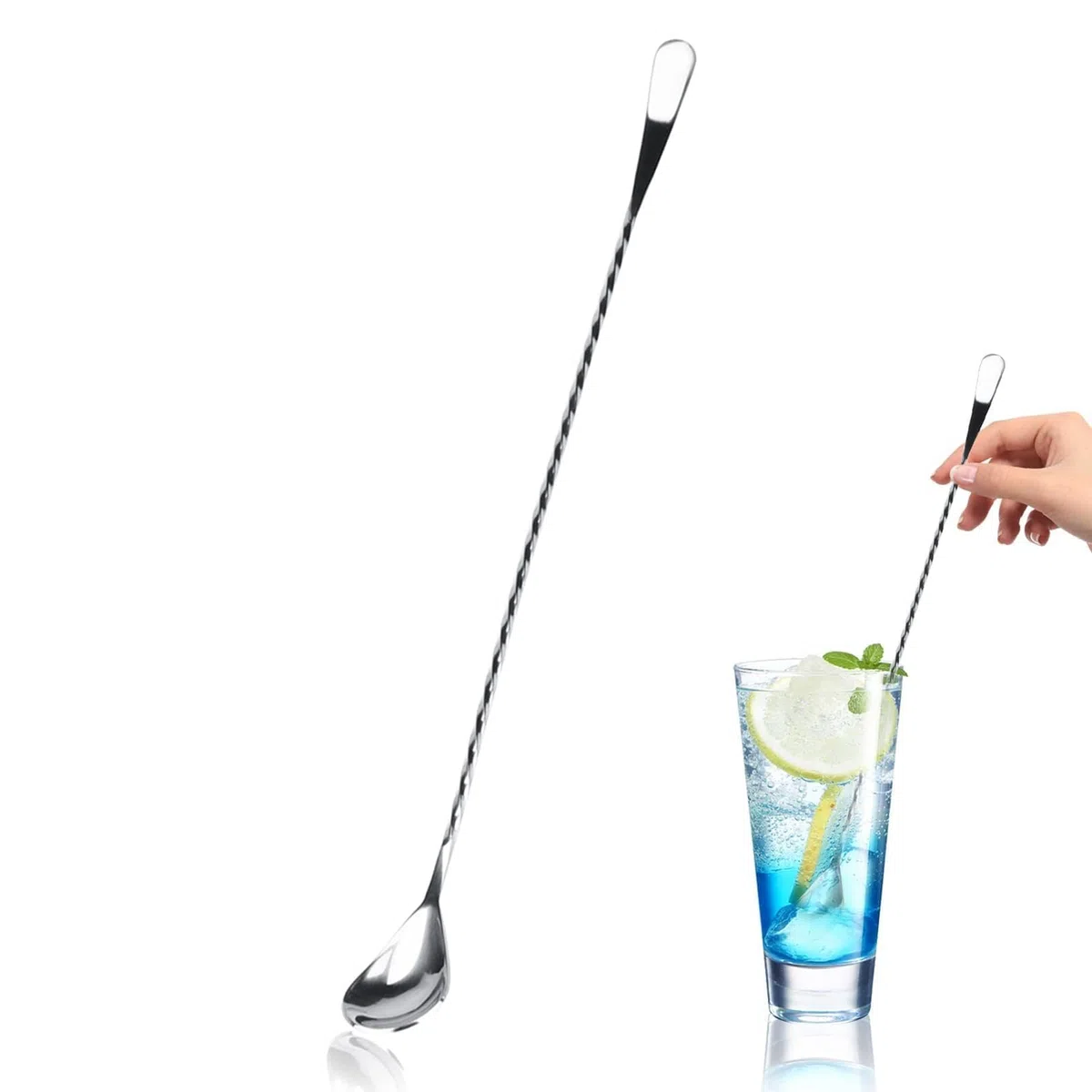 Cucchiaio per mescolare in Acciaio Inossidabile, 40CM cucchiaini da Bar con Manico Lungo, pratico accessorio da bar per miscelare i cocktail per frappè, succhi, tè