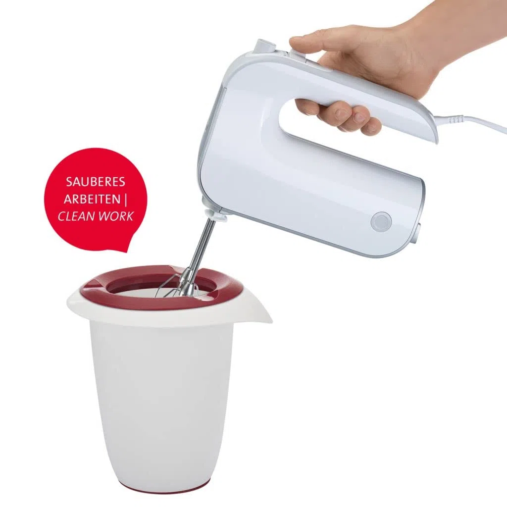 Westmark 315122E3-2 pentole con coperchio diviso, 1 l, con beccuccio, in plastica, bianco/rosso