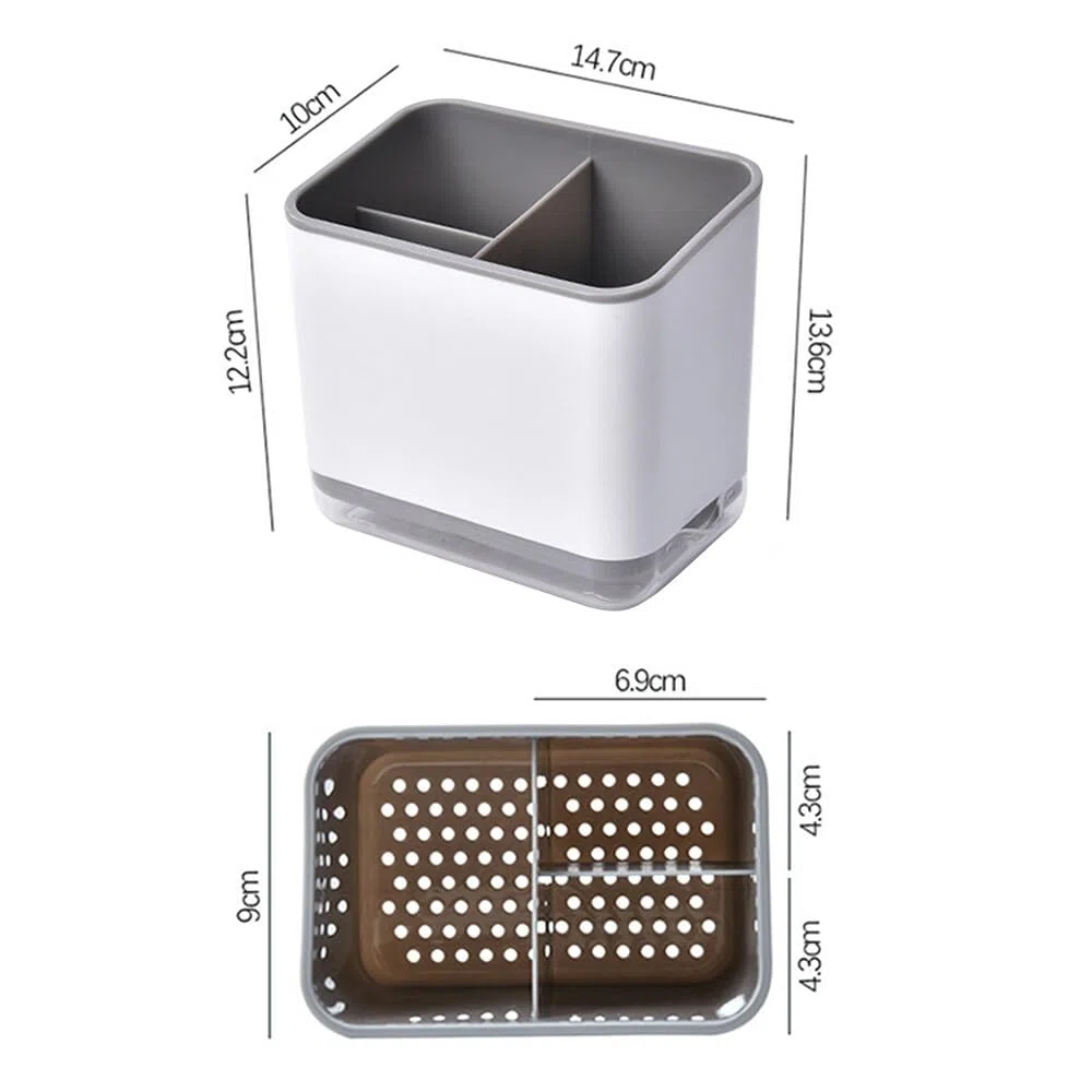 Porta utensili, Scolapiatti Posate, Portaposate Multifunzionale a 3 scomparti per scolare le posate (Grigio)