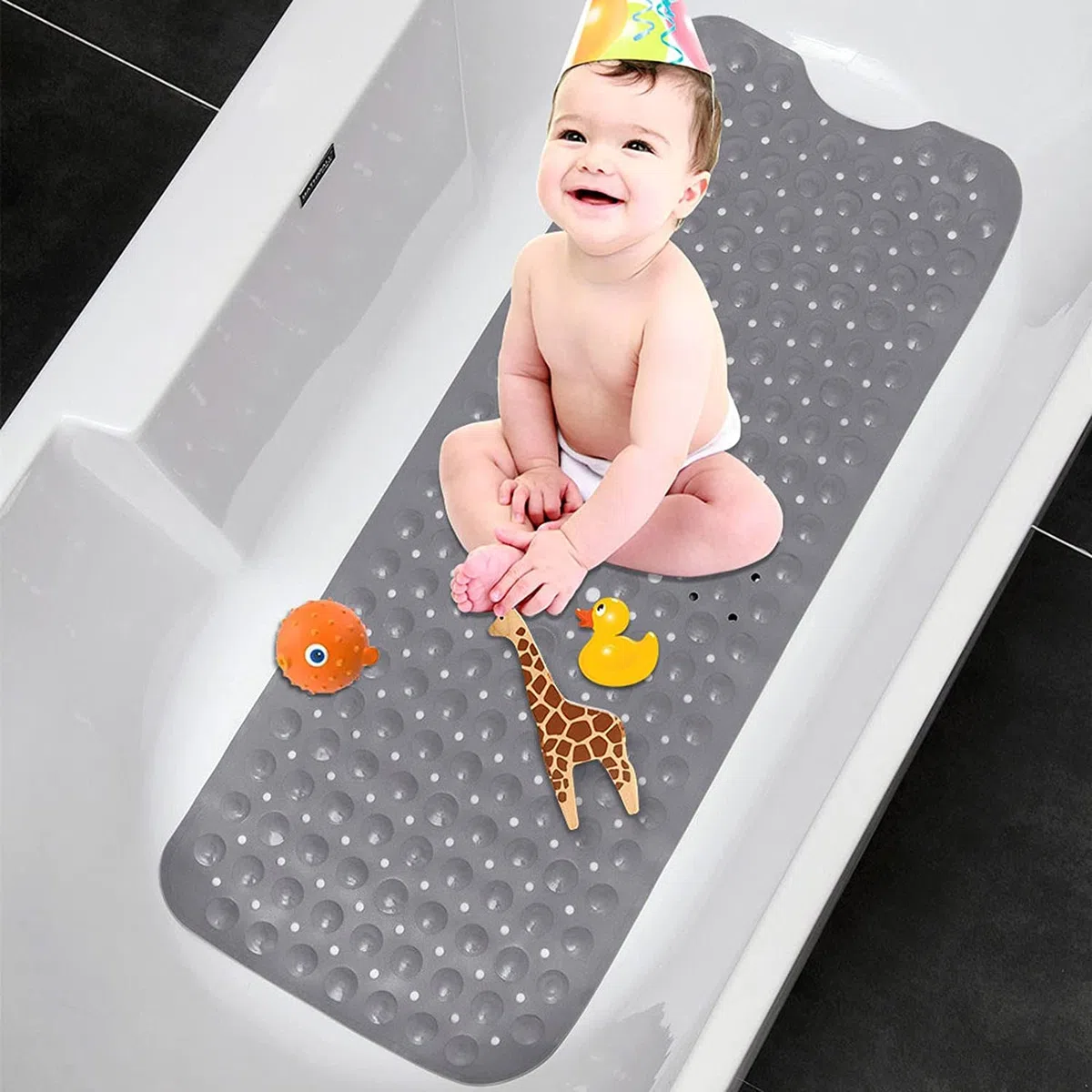 Tappetino Antiscivolo,Extra Lunghi per Tappetino da Bagno per Doccia, Tappetino per Vasca da Bagno Antiscivolo con 200 Ventose, Antibatterico, Drenaggio, Macchina Lavabile,100 x 40 cm