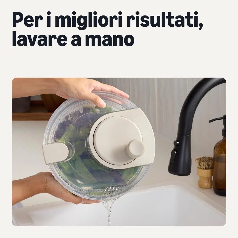 Amazon Basics Centrifuga per Insalata, Senza BPA, 4L, Grigio Lino