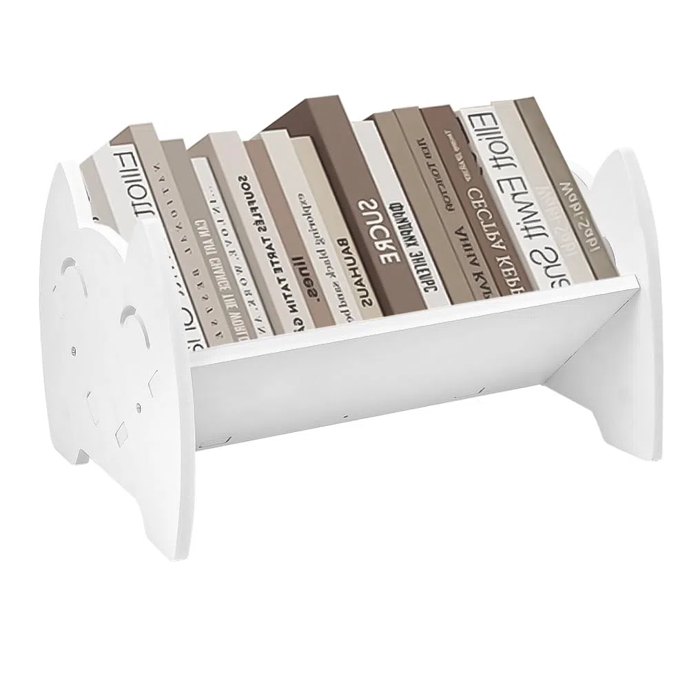 Piccolo Supporto da Scrivania per Cameretta,Libreria da Scrivania Inclinata per Bambini,Mini Scaffale da Scrivanie,Porta Libri da Scrivanie per Soggiorno, Camera da Letto, Cucina (Bianco)