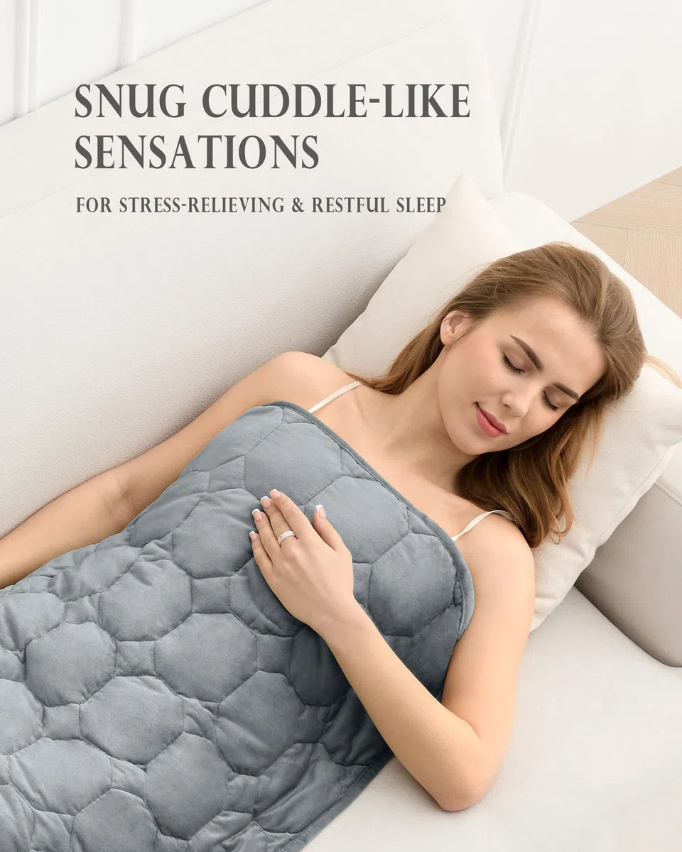 Coperta Sovrapponibile Ponderata 3,2 kg, Soffice Coperta di Velluto di Cristallo di Lusso per Adulti, Piccola Coperta Ponderata per Rilassamento, Sonno, Viaggio, Grigia, 74 cm x 61 cm