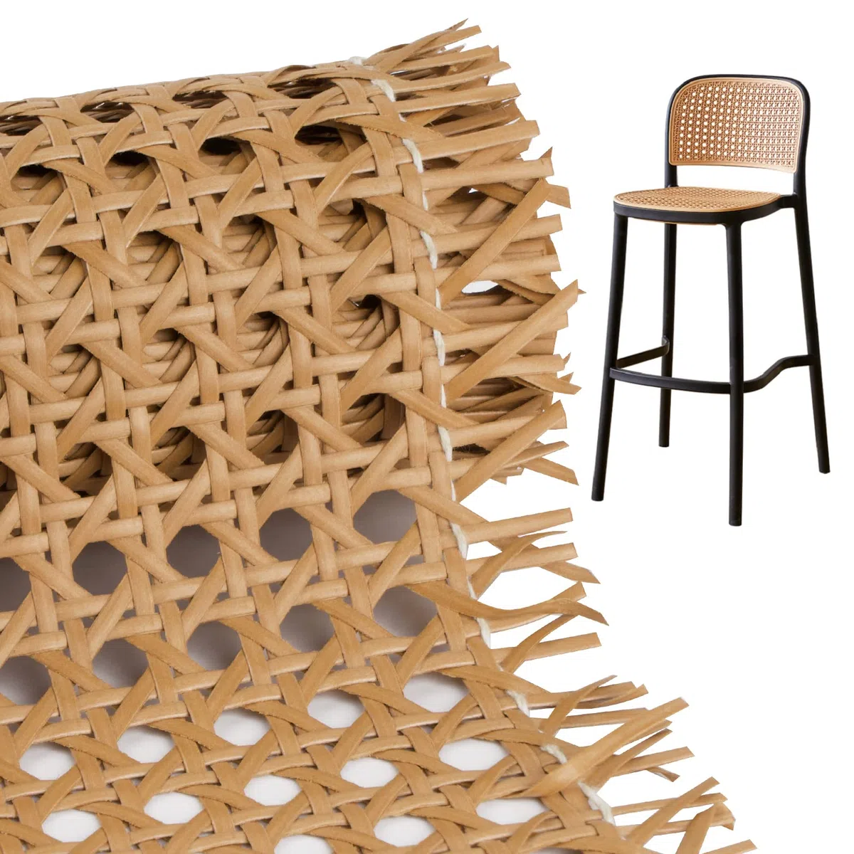 BETESSIN Rattan Rotolo Fettuccia Rattan Intrecciato 1m x 35cm in PE Intreccio Viennese Foglio Rattan per Riparazione di Sedie Decorazione Mobili Artigianato Fai da Te