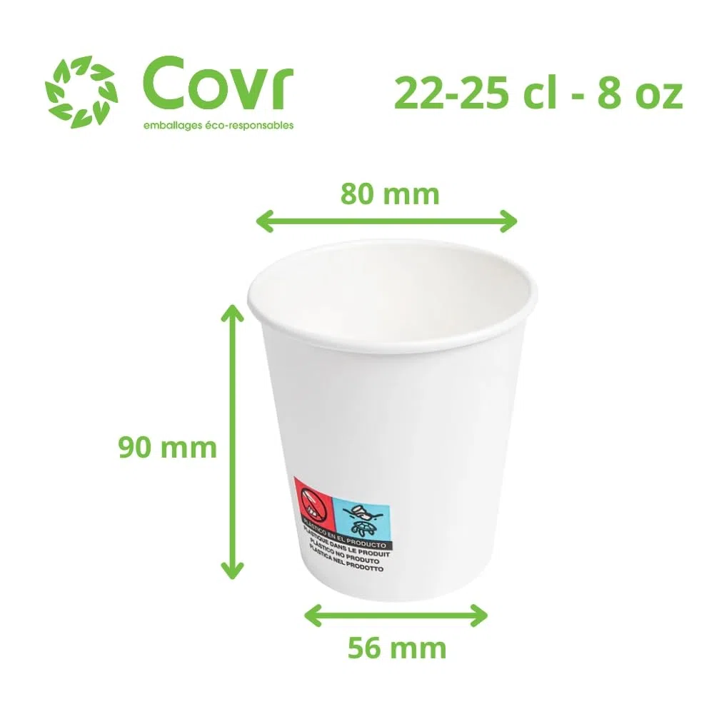 COVR Bicchieri in Carta Bianchi (25 cl - 8 oz / 1000 unità)