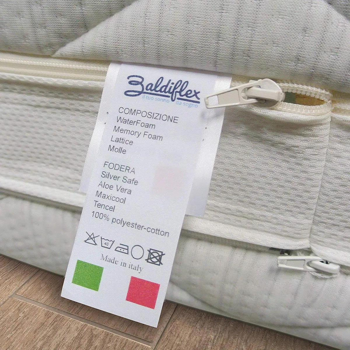 Baldiflex Emporio Fodera per Materasso Singolo in Maxicool, Coprimaterasso, con Fascia Traspirante, Sfoderabile con Zip, Atossica, Misura 80x190x22 cm