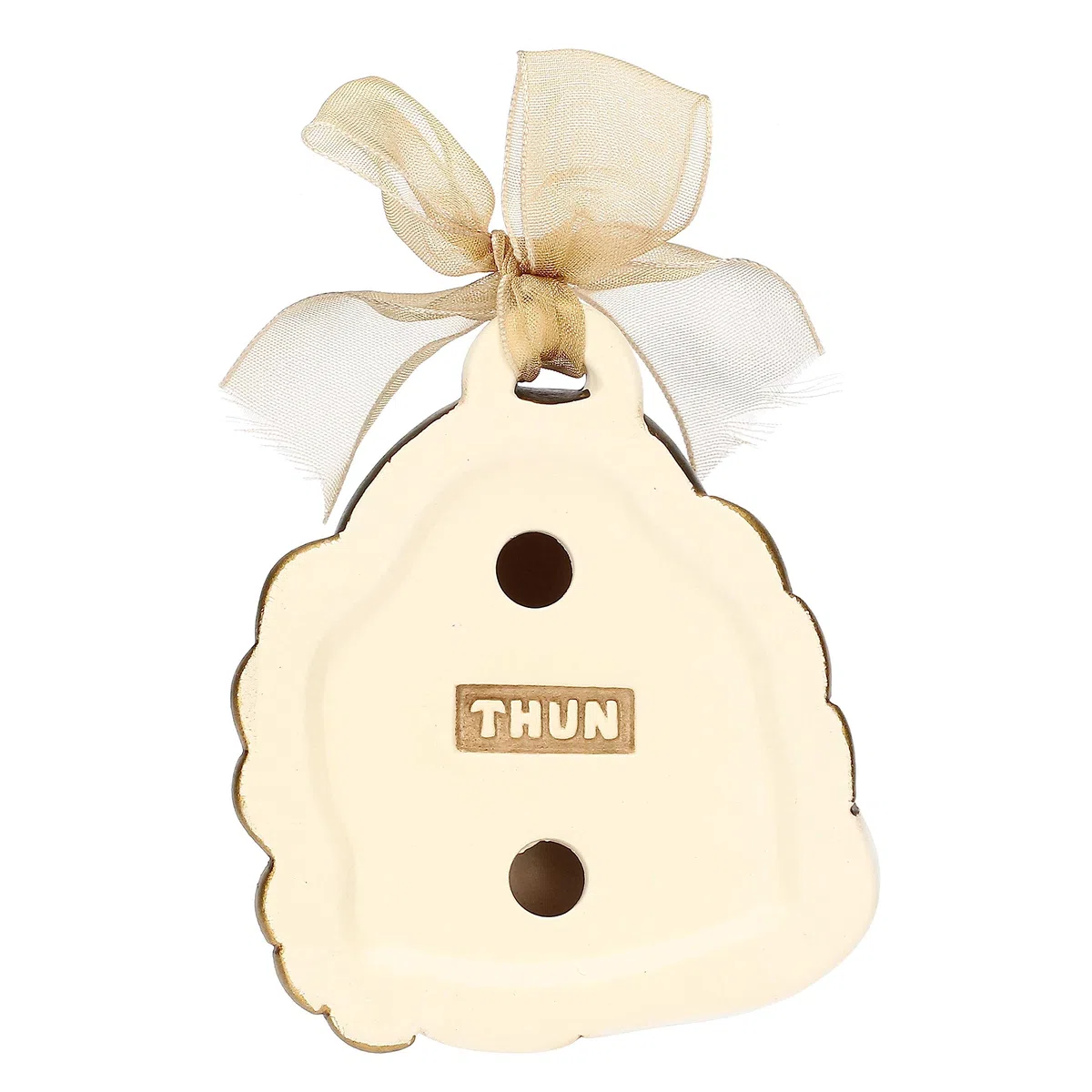 THUN - Miniformella con Iconico Angelo THUN - Cuore in Ceramica Decorata a Mano, Ceramica con Nastro, 7.8x3x6 cm h