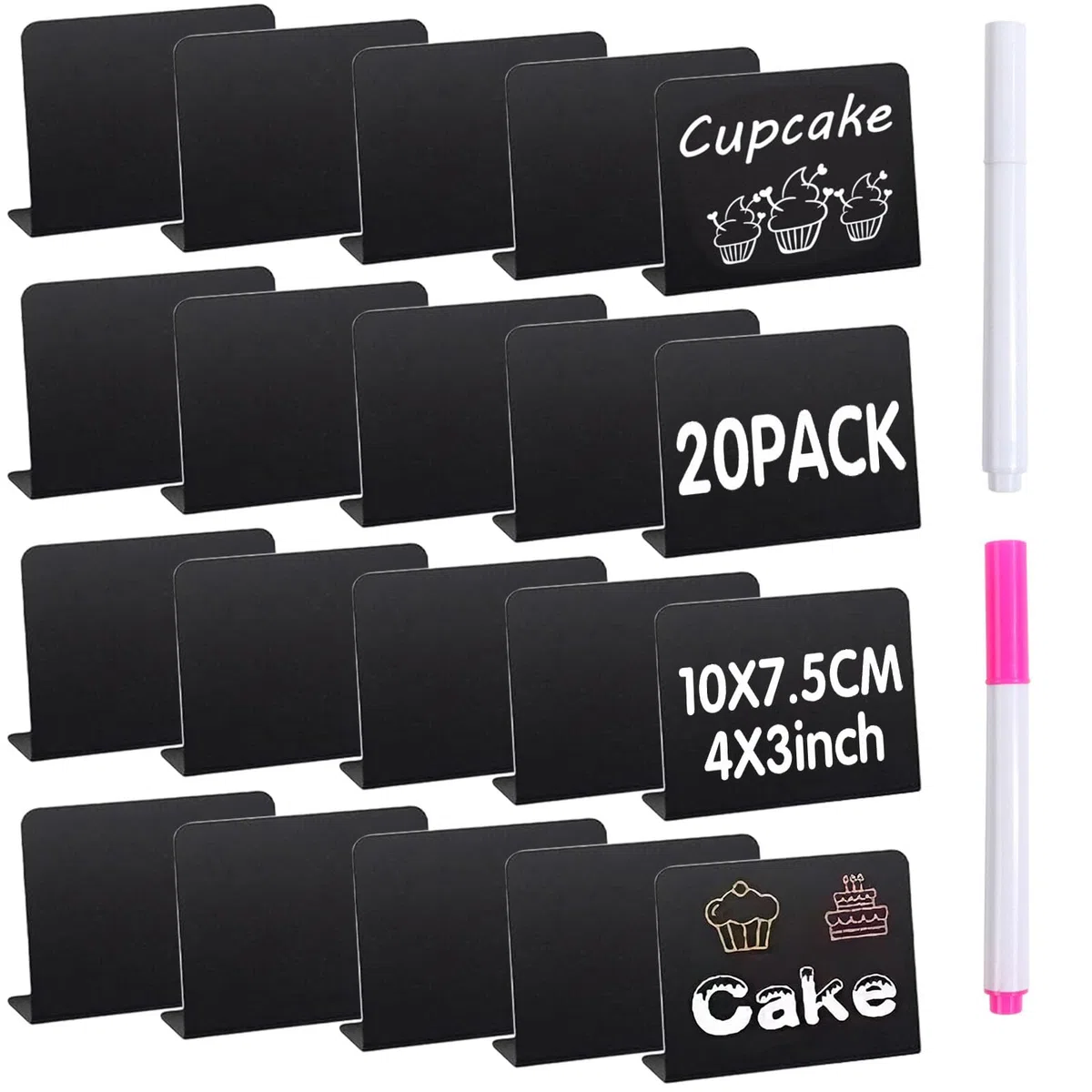 20 pezzi Mini Lavagna da Tavolo Piccola Lavagnette Messaggi Mini Lavagnetta Cancellabile Lavagnette Segnaposto Piccole avec Pennarelli per Buffet Ristorante Matrimoni Feste Cartellini Prezzi