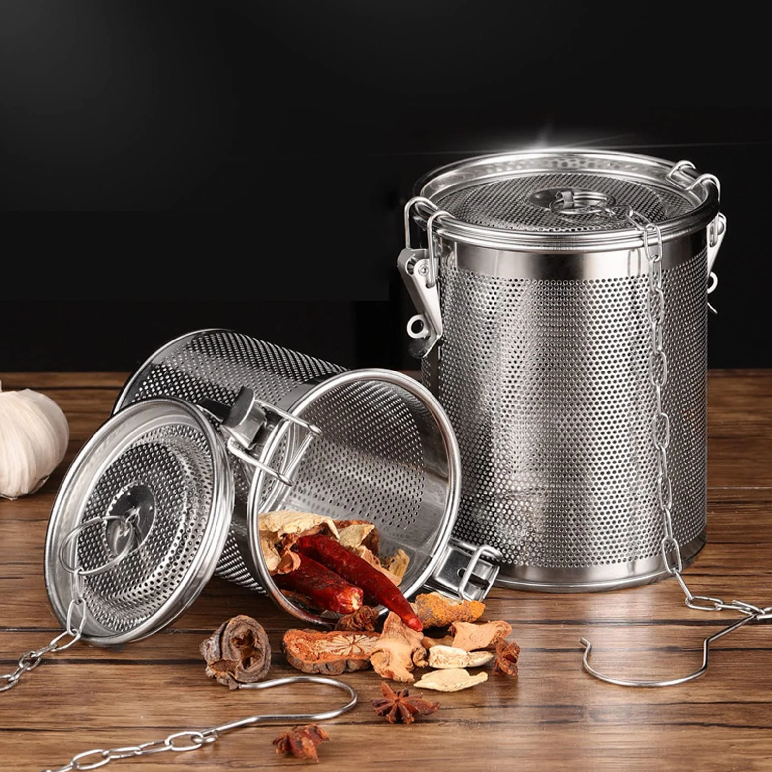 Infusore tè Rete, Infusore Cucina Acciaio Inossidabile, Colino Condimenti Spezie, con Gancio Catena per Condimenti tè Foglie Sfuse, Spezie, Preparazione del Cibo in Cucina(0,7L)