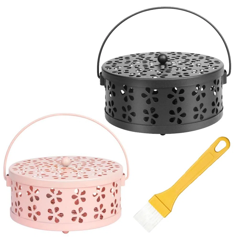 2 Pezzis Bruciatore Incenso, Porta Zampironi con Coperchio, Porta Spirali Antizanzare Bruciatore di incenso, Bobina di Zanzara, Design Cavo, Porta Incenso Anti Zanzara per Casa Campeggio Viaggi