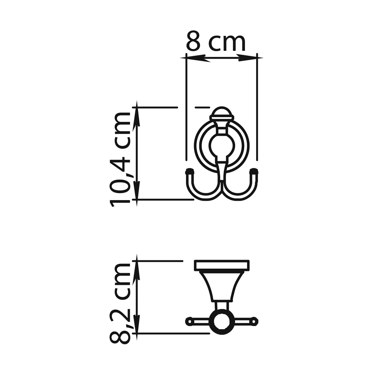 Gedy NEVIS Appendiasciugamani bagno doppio, Acciaio inossidabile, Cromo, 8 x 8,2 x 10,4