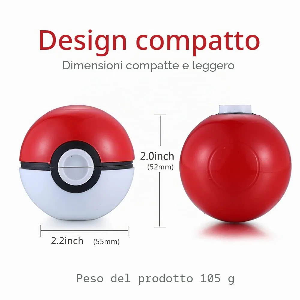 Macinino meccanico per spezie, dei Pokéball, a forma di Poké Ball, in 3 pezzi, 51 mm