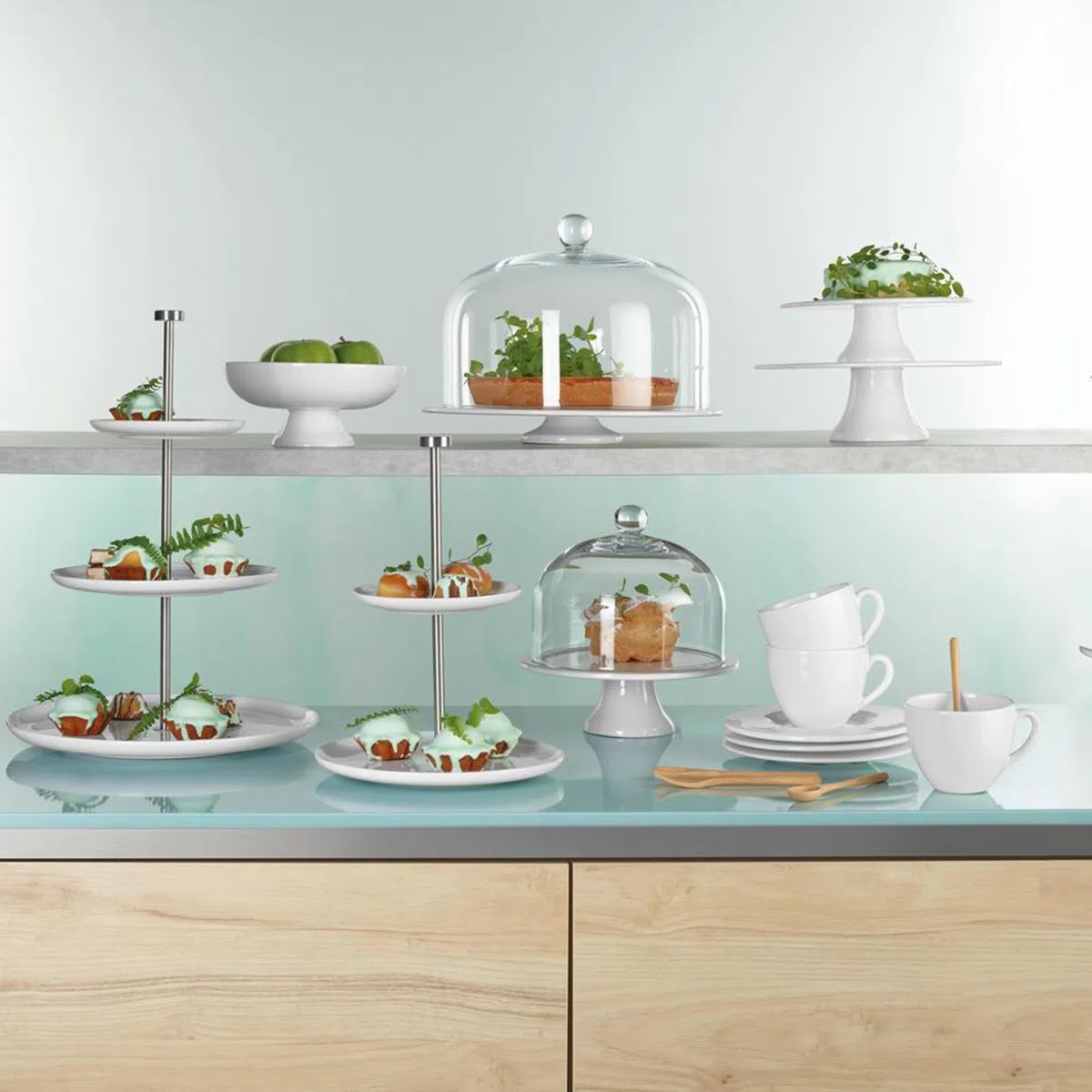 ASA 4797147 Piatto per Torta in Ceramica, 31 x 31 x 28 cm, Colore: Bianco