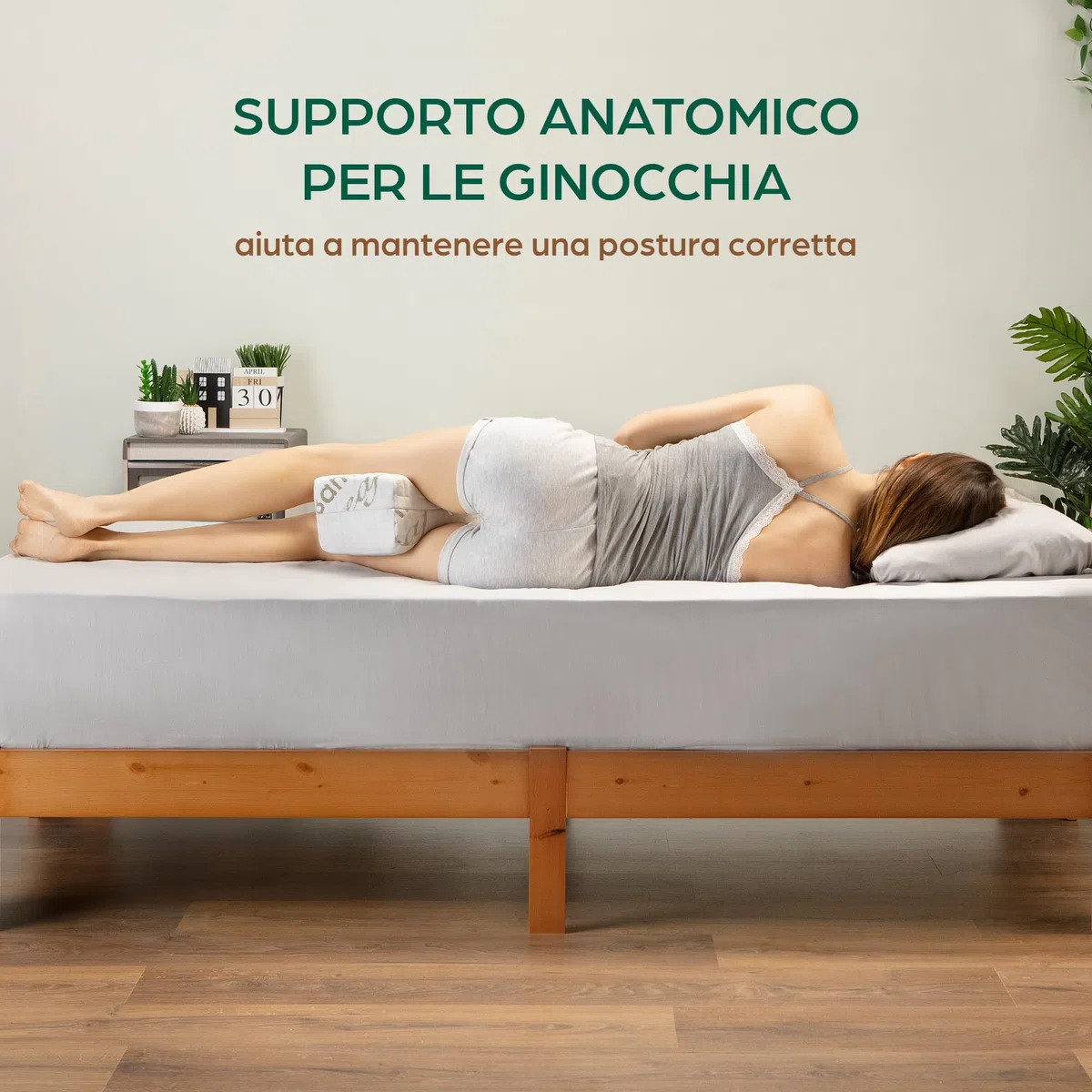 Cuscino per Gambe e Ginocchia per Dormire sul Fianco Riposa Di Lato Gambe e Schiena in Memory Foam e Bambù Supporto Ortopedico e Anatomico Lombare per Problemi Posturali Sfoderabile e Lavabile