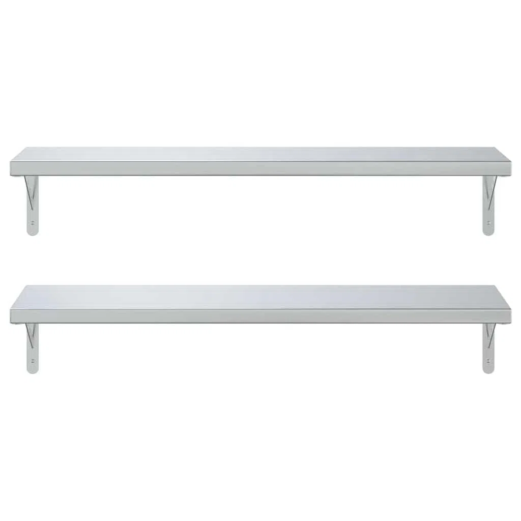 vidaXL Mensole a Muro 2 pz 100x30 cm Argento in Acciaio Inossidabile, mensola sospesa, mensola sospesa a Muro, scaffale espositivo a Muro