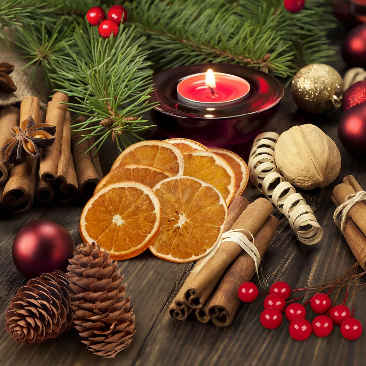 MELLIEX 41 Pezzi Potpourri Natalizio, Decorazione Ghirlande Natalizia Set Corona Avvento con Bastoncini di Cannella, Fette d'Arancia Essiccate e Spago di Iuta