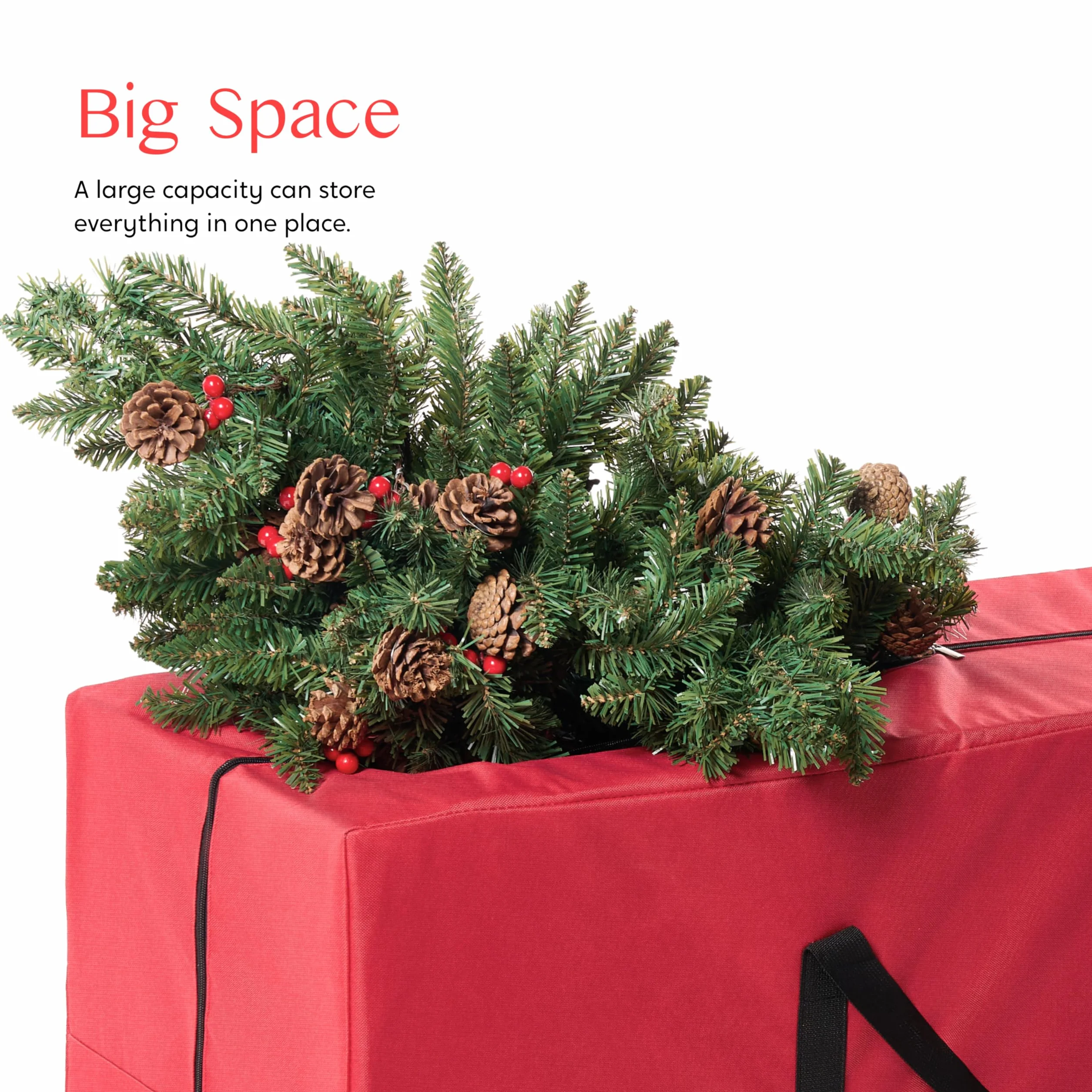 JOIEDOMI 7.5ft/228.6cm Albero di Natale Borsa per albero di Natale Artificiale Smontato, Durevole 600D Oxford Tessuto Albero di Natale Borsa, Borsa di Stoccaggio Impermeabile (Rosso)