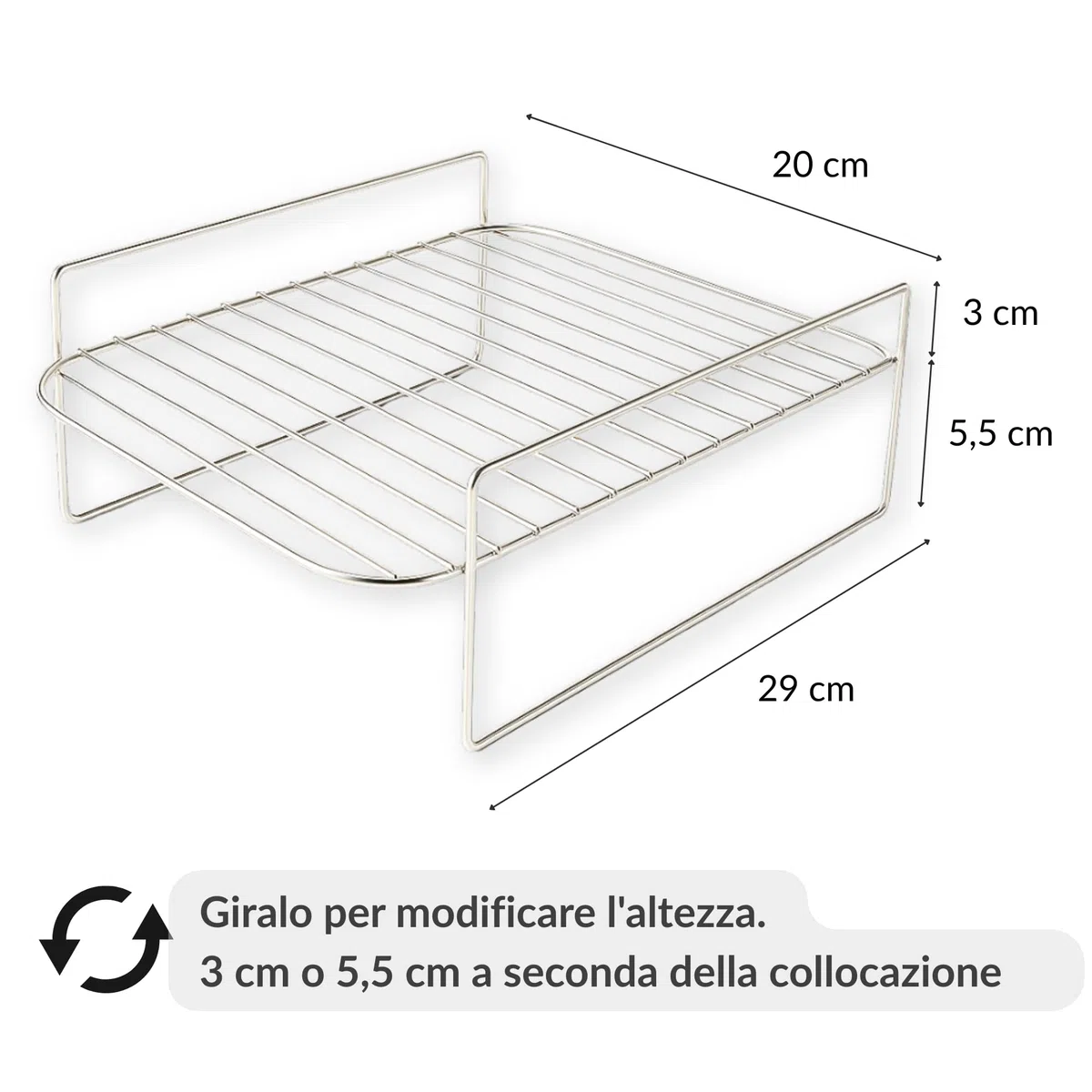 Griglia Air Fryer Doppia Altezza Reversibile, Acciaio Inox S-304, Due Livelli, Compatibile con Cecofry Dual 9000 e Cecofry Advance Window 9 L (29 x 20 cm)