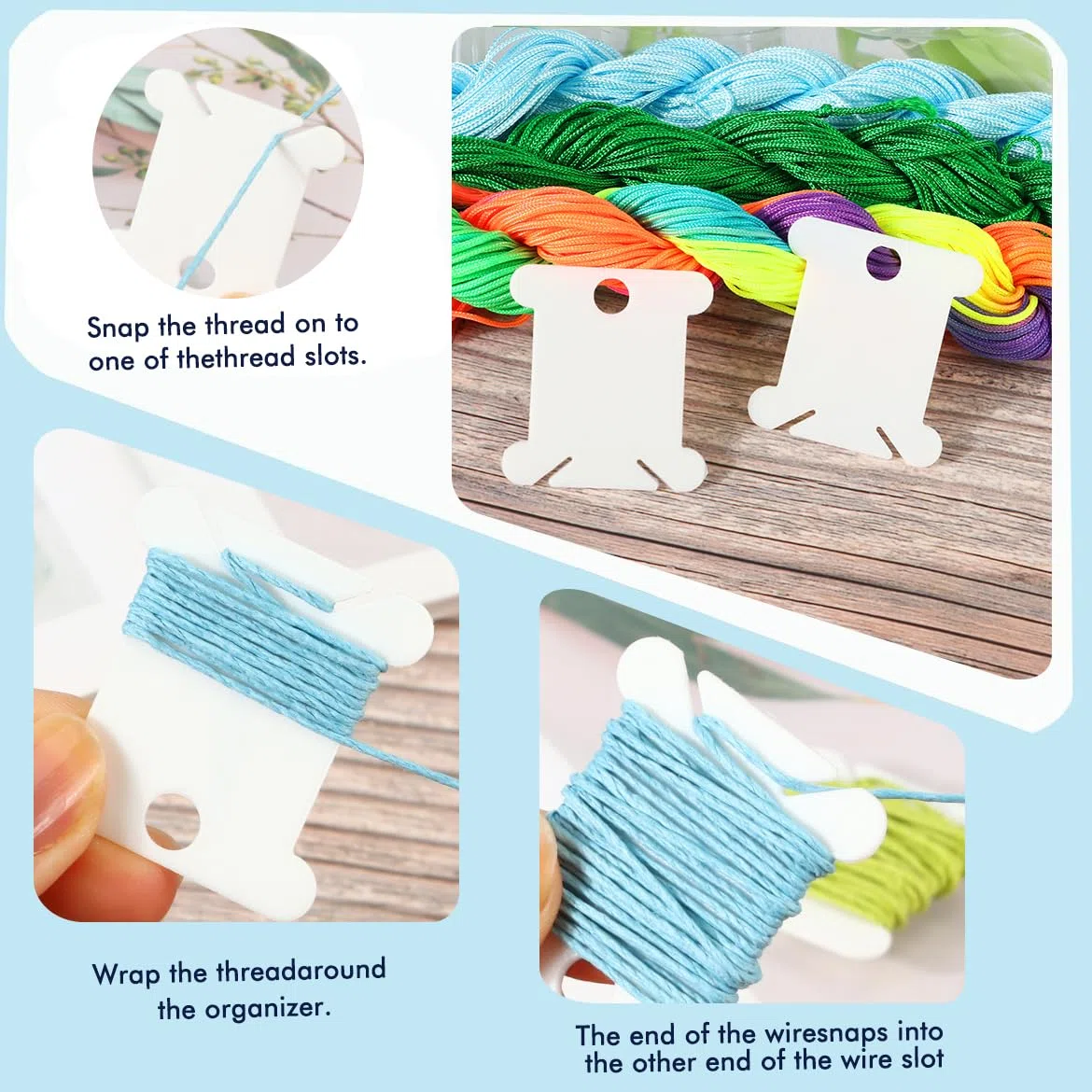 300 Pezzi Bobine di Plastica per Filo da Ricamo,Farfalline Avvolgifilo Ricamo Avvolgitore Rocchetti di Filo per Fai da Te Cucito Filo di Stoccaggio Punto Croce Accessori