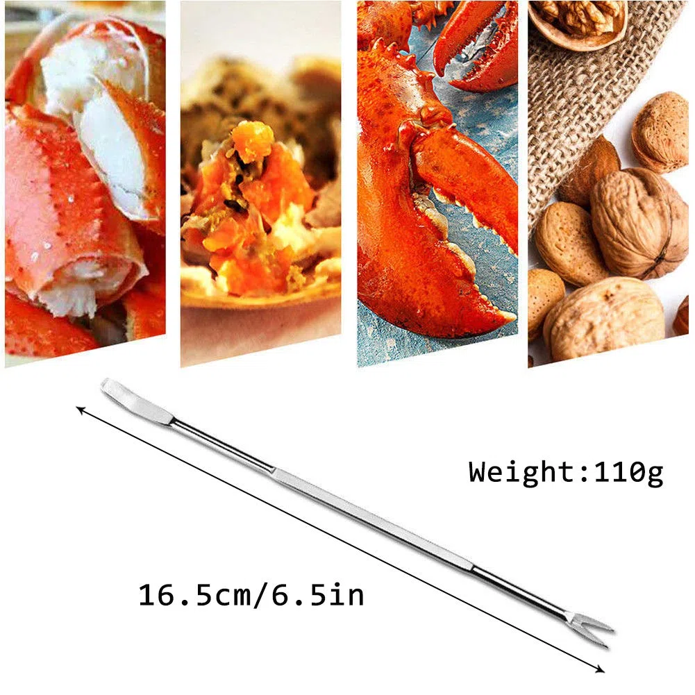 Attrezzi per Frutti di Mare Set, 12PCS Frutti di Mare Forcelle Forchetta per Aragosta o Granchio Mandorle, in Acciaio Inox