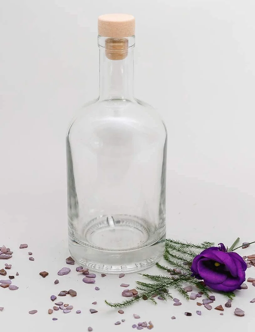 6 Bottiglie Vetro 500ml per Liquore – 500 ml, Limoncello, Amari, Distillati – Vuote Fatte in Casa Eleganti, Tappo Plastica Ermetico