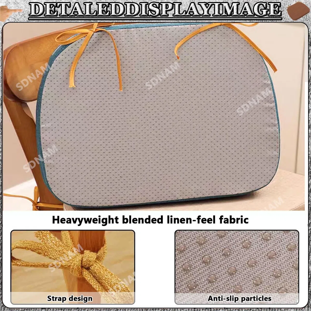 2/4/6 Pezzi Cuscini per Sedie Cucina con Lacci, Memory Foam Cuscino per Sedia Sala da Pranzo, Ufficio Cuscini per Sedie, Antiscivolo per Ufficio/Giardino/Terrazza/Interno/Esterno(#2)