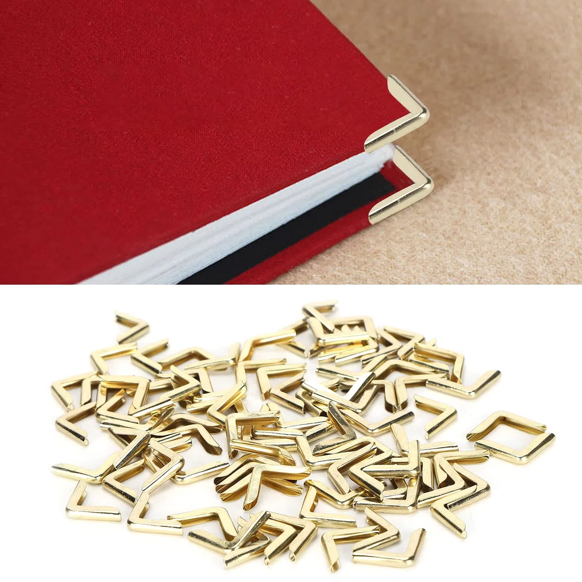 100 Pezzi Proteggi Angoli per Libri, Proteggi Angoli in Metallo Dorato, Protezione Angolare per Adesivi Scrapbooking Album Menu Angoli, 14 x 14 x 2,2mm