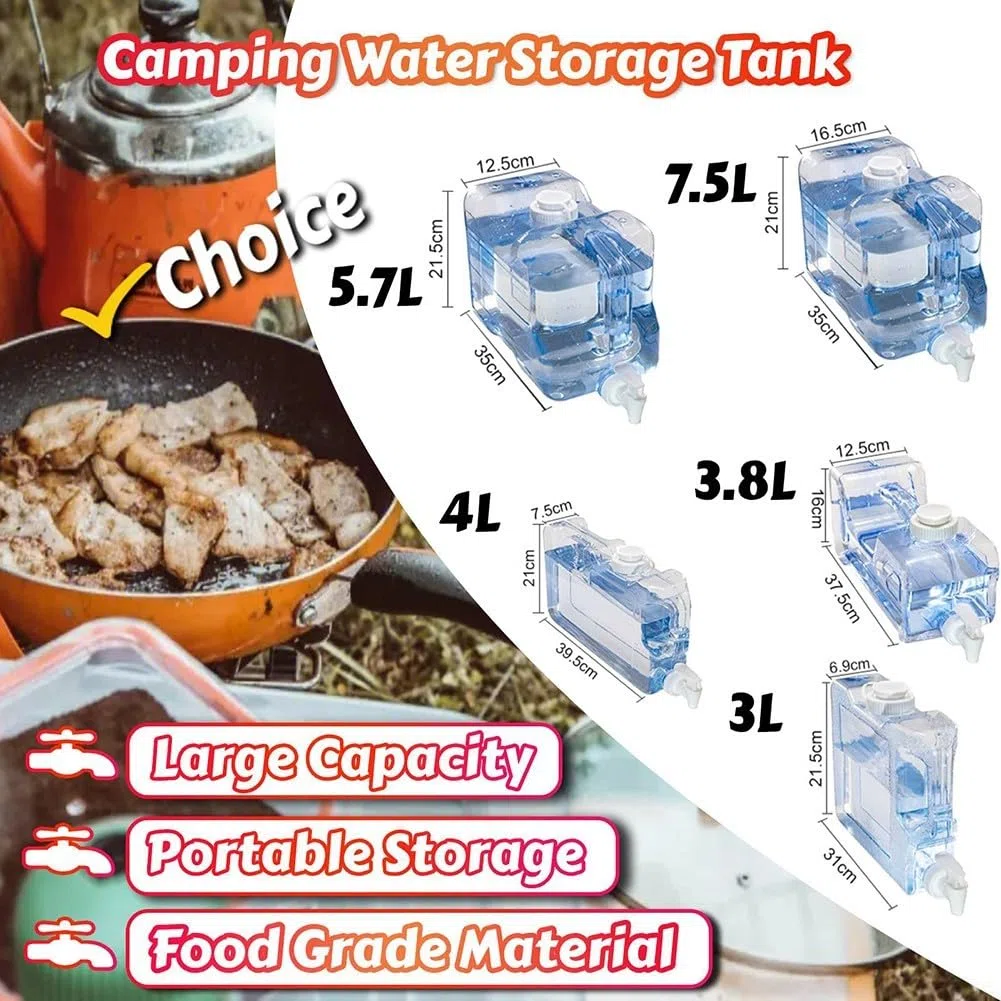 Contenitore salvaspazio per la conservazione dell'acqua con rubinetto 3-7,5L trasparente blu dispenser per bevande per frigorifero casa cucina organizzazione (4L)