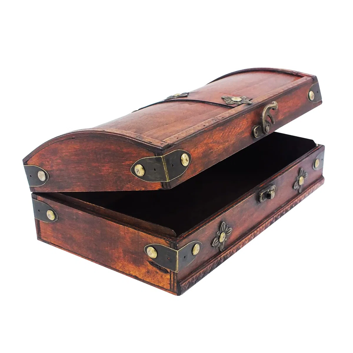 Scrigno legno bauletto legno portaoggetti | bauletto legno | scrigno tesoro pirati multiuso per tutta la famiglia | 25 x 15 x 9 cm
