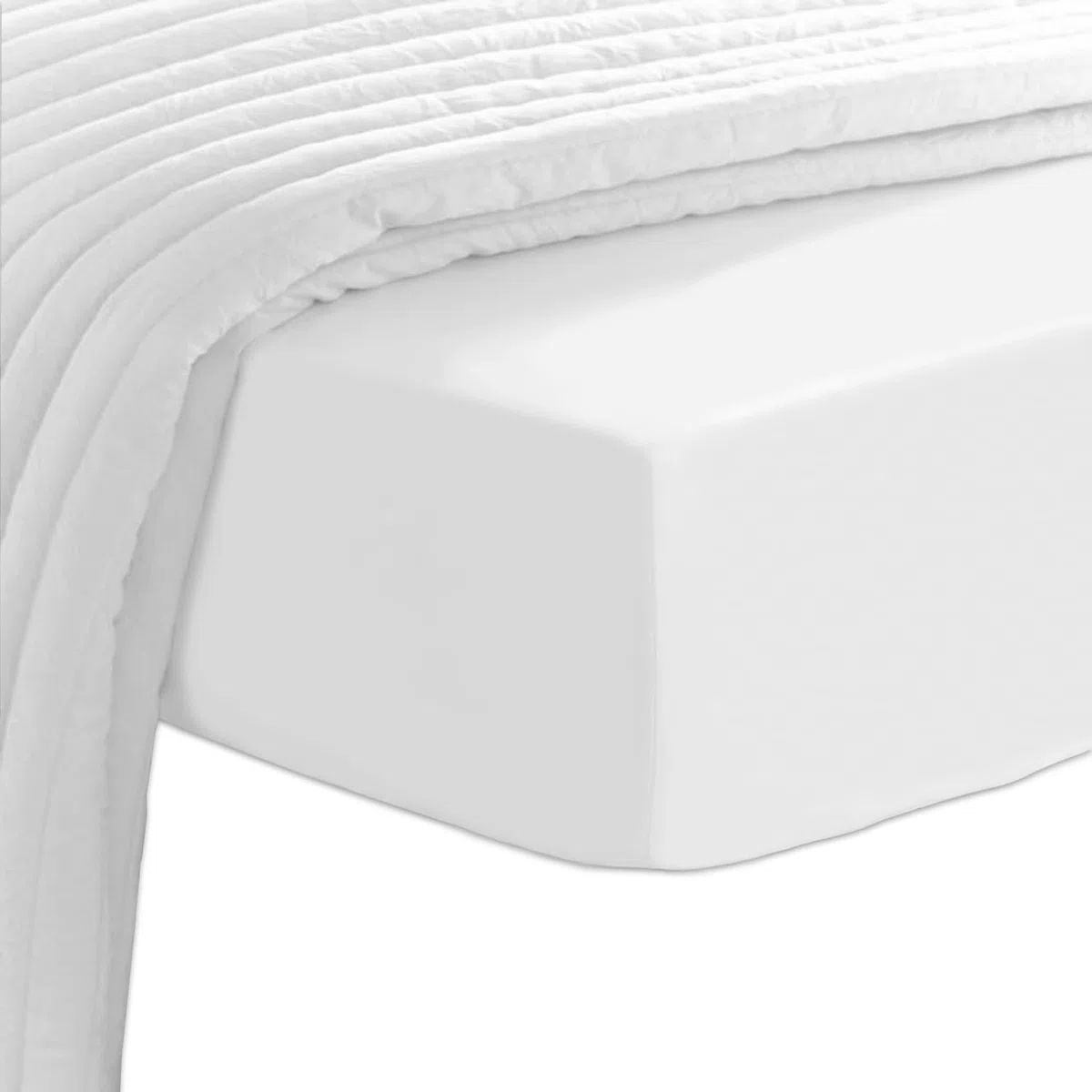 Pizuna Lenzuolo con angoli Singolo Cotone 90x200 cm Bianco,400 fili con Sateen 100% Cotone a fiocco lungo lenzuolo coprimaterasso con tasca profonda 40 cm (Biancheria De Letto Bianco)