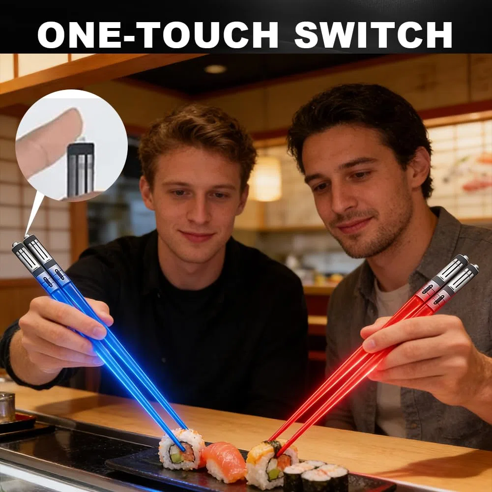 9 bacchette luminose, 2 paia di bastoncini Lightsaber, bacchette riutilizzabili con spada luminosa, bacchette a LED luminose, bacchette luminose, per cucina, cena, feste, sushi party