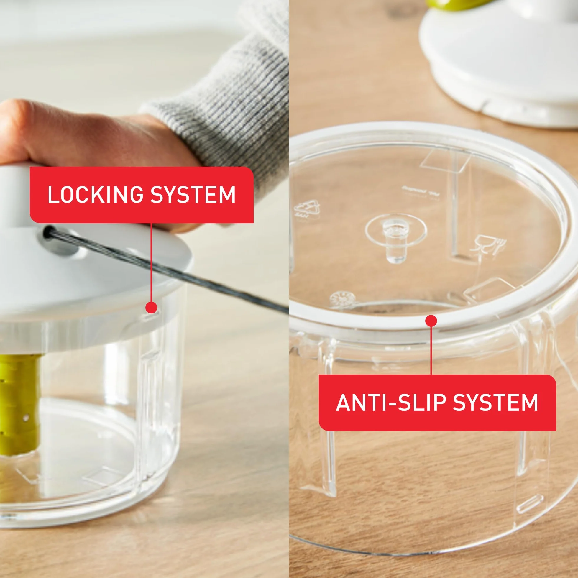 Tefal, K13304, tritatutto da 5 secondi, non necessita di corrente, capacità: 500 ml, tritatutto multiuso per verdure, frutta, cipolle, noci, aglio, alimenti per bambini, bianco/verde