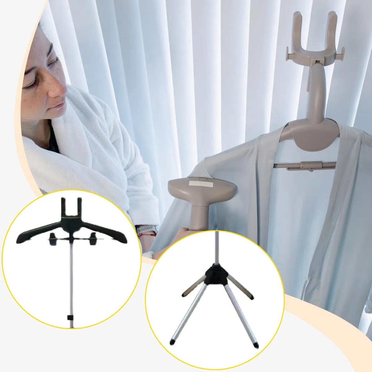 Supporto per stirare a vapore appendiabiti pratico salvaspazio portatile pieghevole per stiratrici a vapore verticale- Stile Appendiabiti