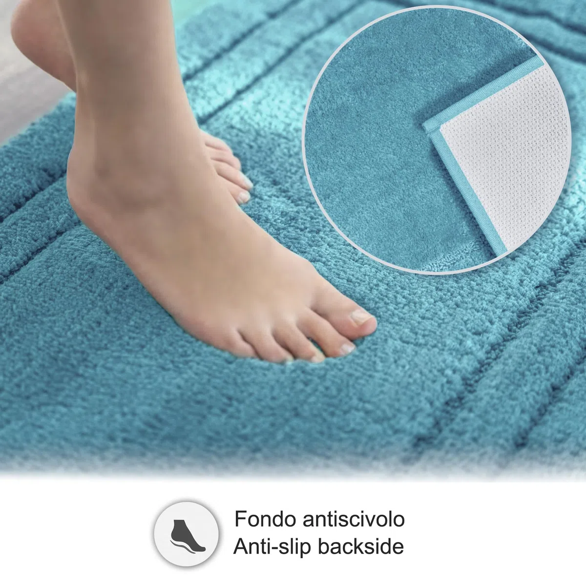 Decomira Tappeto Bagno Antiscivolo | Tappetino bagno super assorbente, lavabile in lavatrice | Per il bagno, la doccia, la vasca da bagno o come tappetino WC | Turchese - 40x60 cm