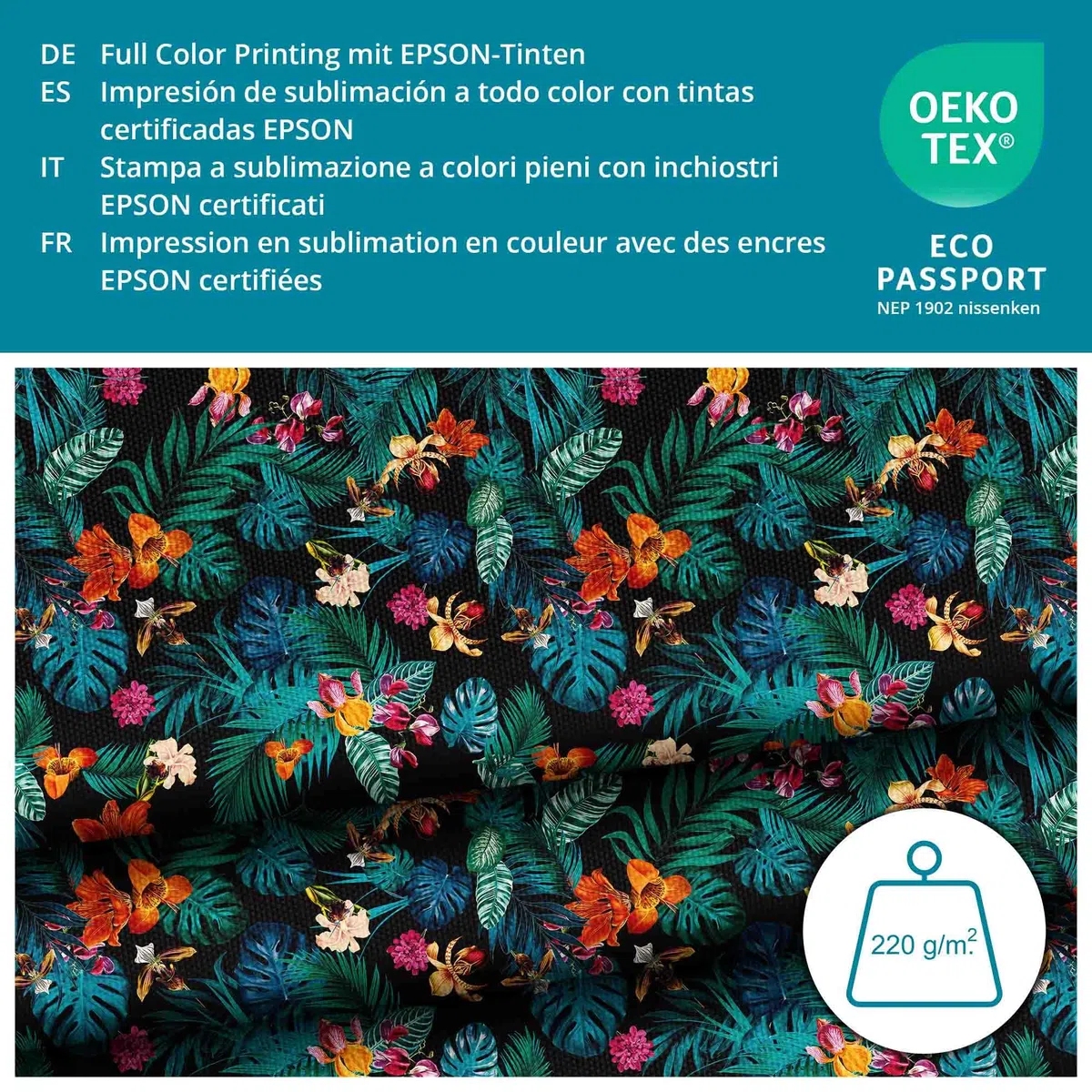 DreamRoots Tessuto Impermeabile al metro 160 cm Larghezza, 220 g/m² 600D, Stoffa per Cuscini Esterni - Dark Botanic Red 1M