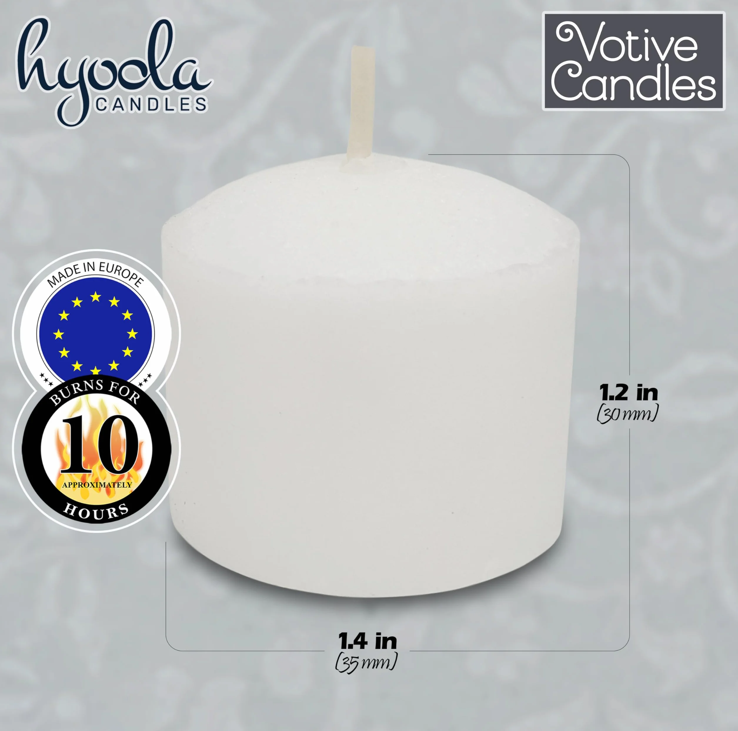 Hyoola Candele Votive - Durata Candela 10 Ore - Candele Votive Non Profumate - Set da 50 Candele Bianche - Made in Europe