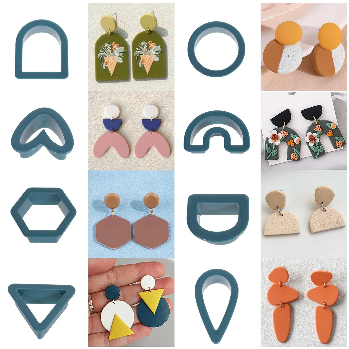 MWOOT Kit da 142 pezzi di stampi per argilla polimerica per orecchini, accessori per la creazione di gioielli, unisex, per adulti, blu, plastica, piccoli, moderni, non pieghevoli