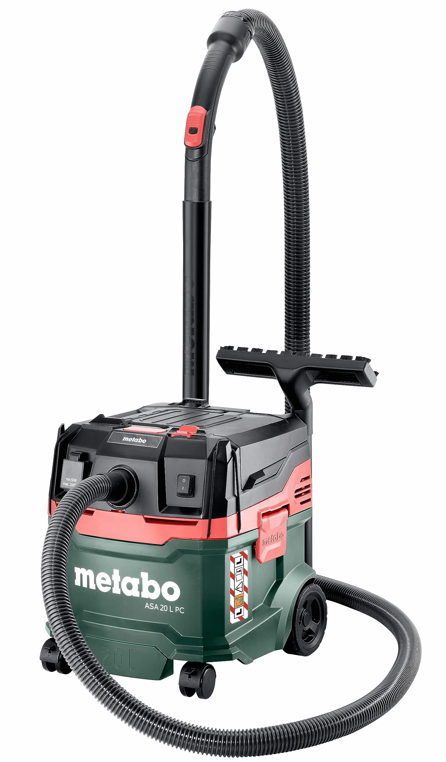 metabo aspiratore universale ASA 20 L PC – 1200 W, serbatoio da 20 litri, classe polveri L – Aspiratore a umido/secco con pulizia del filtro integrata, presa per elettroutensili, funzione antistatica
