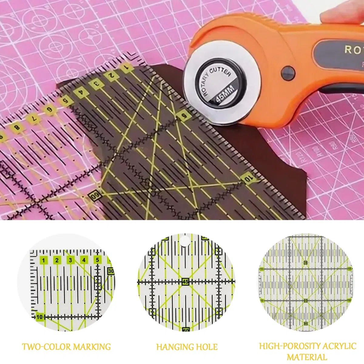 3 Pezzi Righello Per Cucito 15 x 30 Cm / 15 x 15 Cm / 5 x 30 Cm Trasparente Righello Patchwork Con Linee D'Angolo Riga Da Sarta In Acrilico Per Taglio Preciso, Cucito, Sartoria