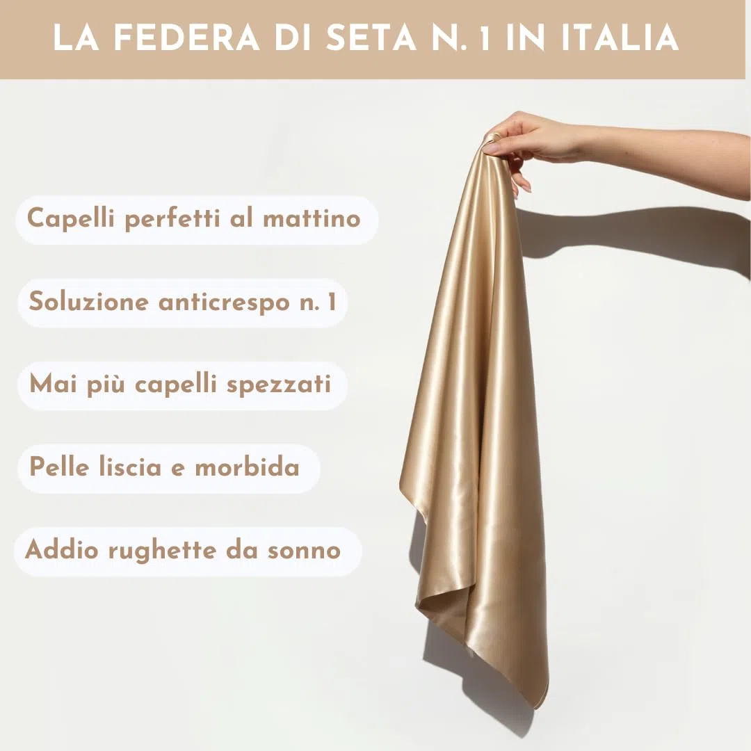 OFFTOPIC Federa 100% Seta Anticrespo e Antirughe, Federe in Seta 22 Momme Certificata OekoTex Antibatterica, Fodere Cuscini Letto Idea Regalo Perfetta, Chiusura Senza Zip 50x75 Caramel