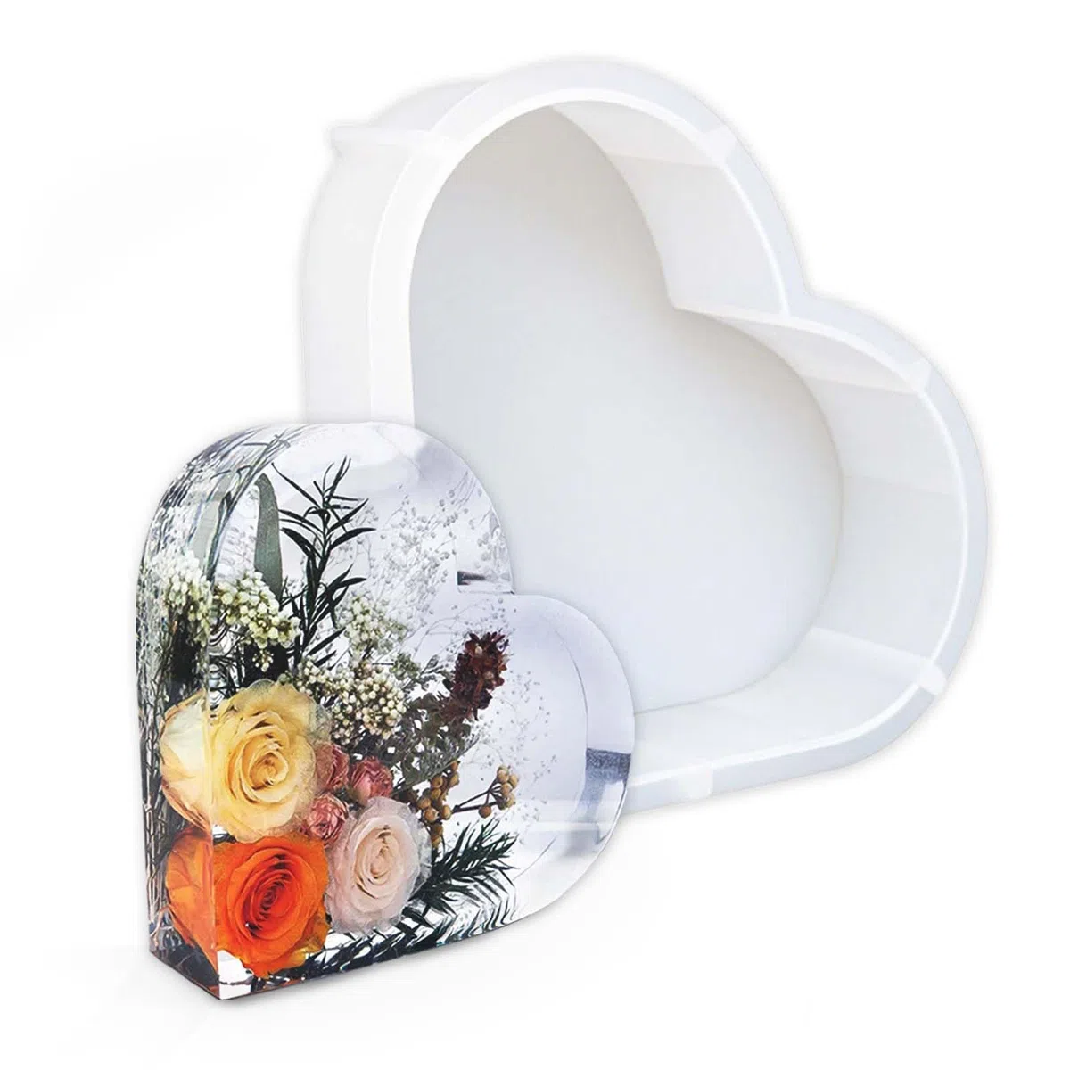 21x 18 cm Grandi Stampi Silicone Forma Cuore,Stampo epossidico profondo,Stampo in silicone epossidico a forma di cuore,Stampo in resina epossidica,per Versare Resina Epossidica,Fiori Conservati
