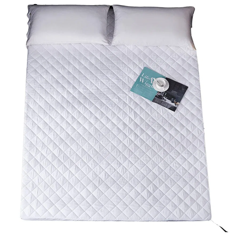 Biancheria da letto Lenzuola con angoli Hotel Homestay Lenzuola con angoli impermeabili trapuntate spesse di colore puro per coprimaterasso White King 193x203cm + 46cm