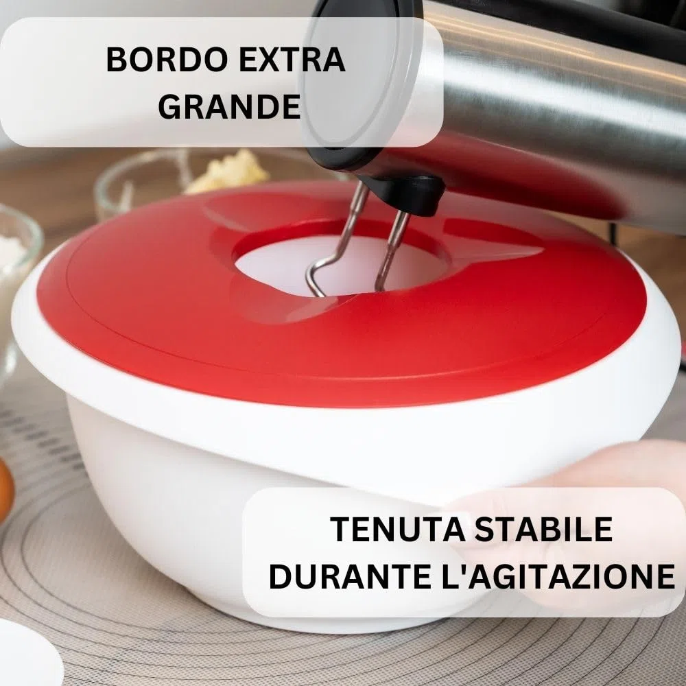 Westmark Ciotola da cucina con coperchio in due parti, 2,5 l, Con beccuccio, Plastica, Bianco/Rosso, 3153227R