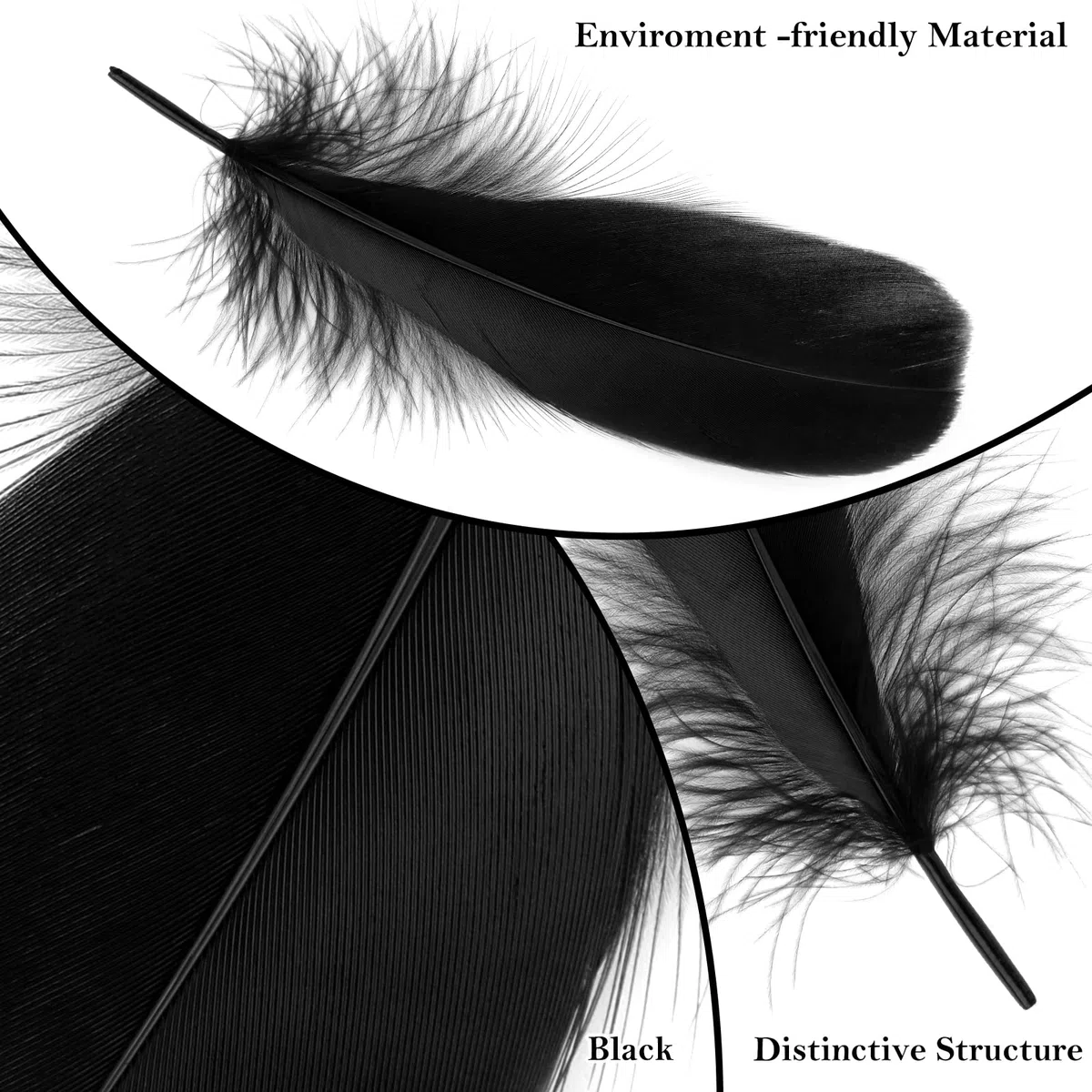 MWOOT 400 Pezzi Piume Decorative, 7-15CM Piume Naturali Nero per DIY Cacciatore di Sogni Pasqua Ghirlanda di Natale Carnevale Nozze Decorazione, Crafts DIY Feather