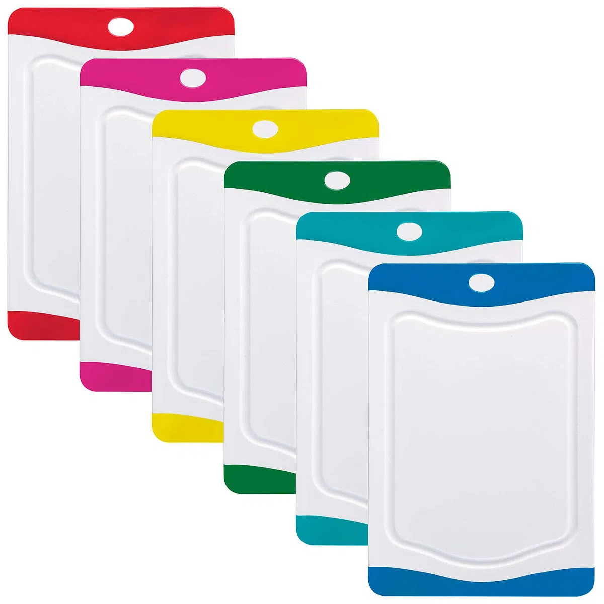 Rosenstein & Söhne Casa e cucina - tagliere: set da 6 Taglieri, in 6 colori, superficie antibatterica, scanalatura per il sapone (tagliere per colazione antibatterico, set di taglieri colazione)
