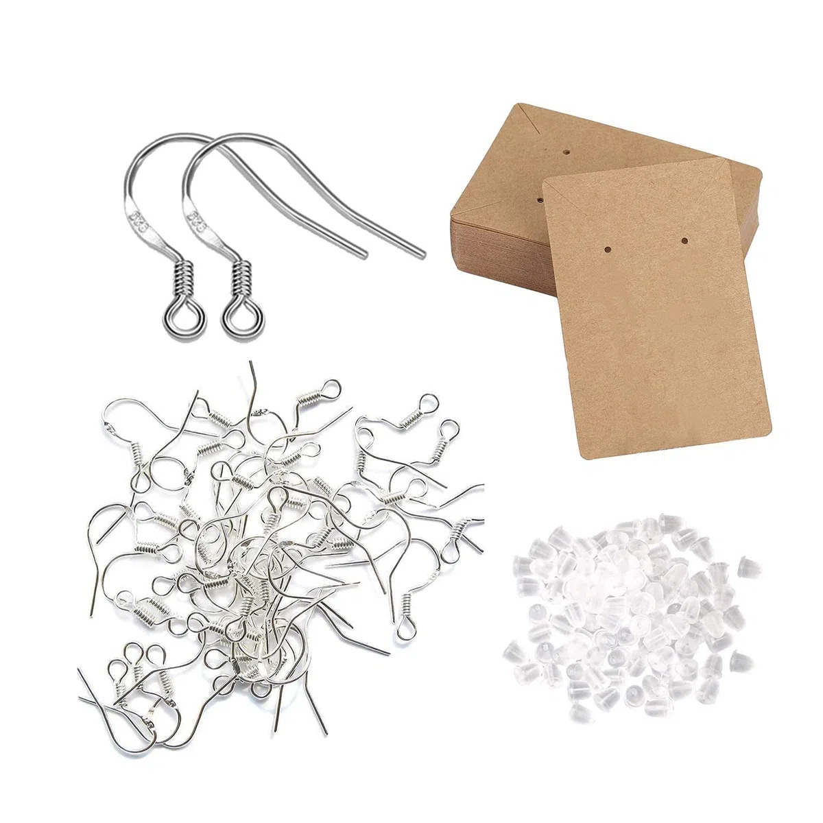 100 Pezzi Ganci per Orecchio Ipoallergenici, Ganci per Orecchini Placcati in Argento, Ganci Accessori per Fare Orecchini, per Realizzare Gioielli Fai da Te