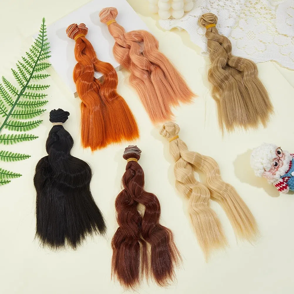DICOSMETIC 6 pezzi parrucca di bambola 6 colori capelli di bambola 18cm capelli di bambola corti e dritti capelli di bambola di plastica kit di fabbricazione di bambole sostituzione di capelli falsi