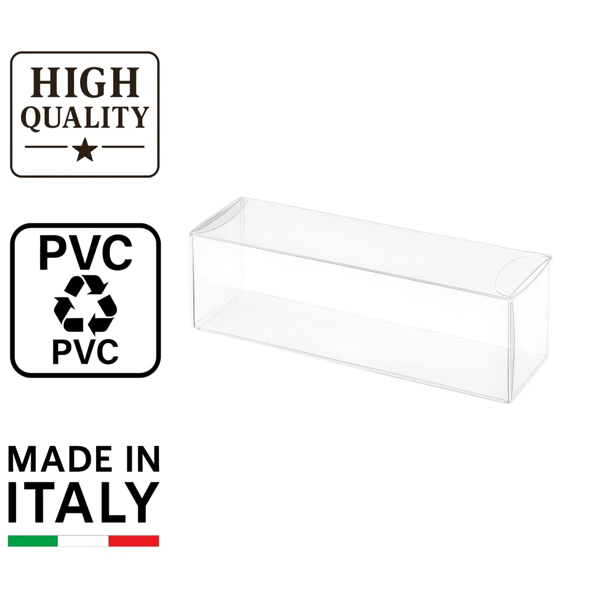 Aurora Store - 50 Scatoline rettangolari in PVC Trasparente 3x2x7 cm portaconfetti bomboniera Astuccio Matrimonio Battesimo Laurea plastica segnaposto