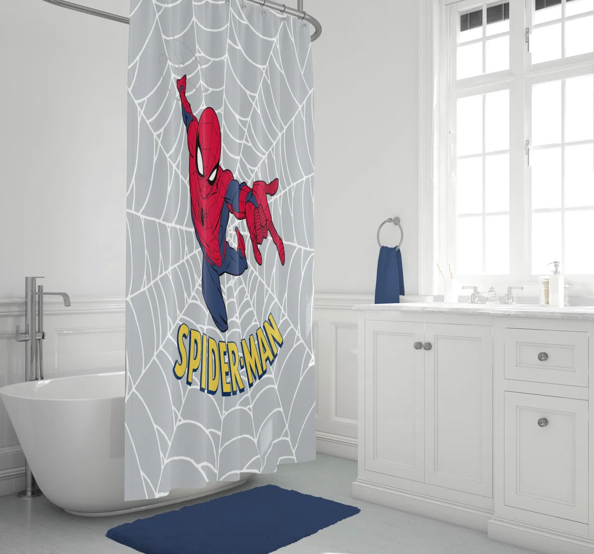 Jay Franco Marvel Spiderman Tenda da Doccia 178 x 182 cm - Decorazione da Bagno in Tessuto per Supereroi