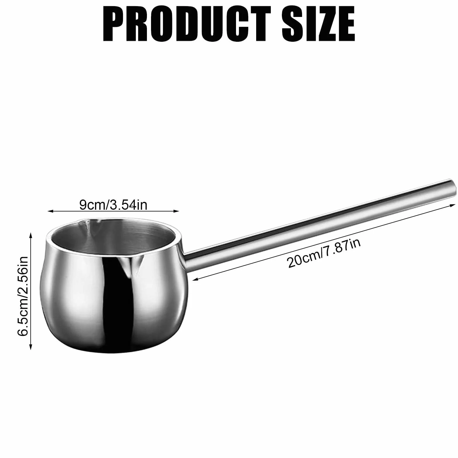 Mini pentola per il latte con manico lungo, 300 ml, scalda il burro con beccuccio, in acciaio inox, a induzione, piccola pentola per cucinare il latte, salsa al cioccolato